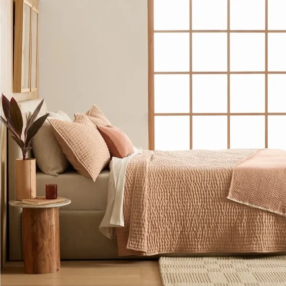 QUINCE Linen Cotton Stitch Quilt | King/Cal King | Desert Sunset - Picture 2 of 7